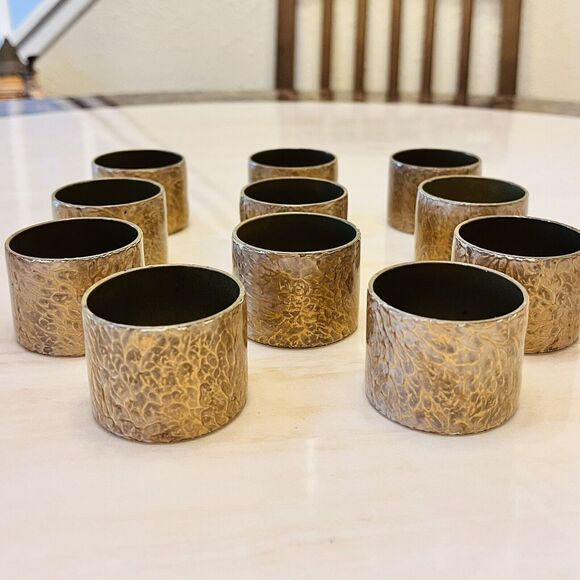 Gold Color Veneer with Acrylic Coating Napkin Rings Set Of 11 - Picture 4 of 7